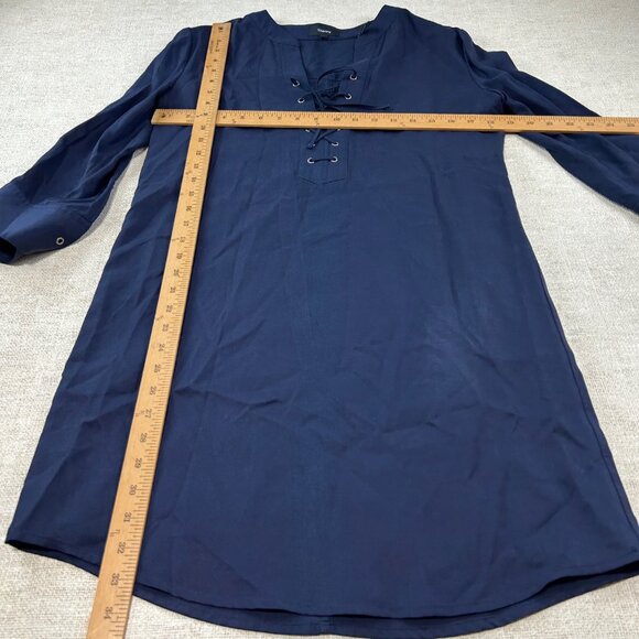 Theory Women's SZ 4 Jullitah Lace-up Telce-twill Mini Dress Navy Blue - Picture 7 of 9